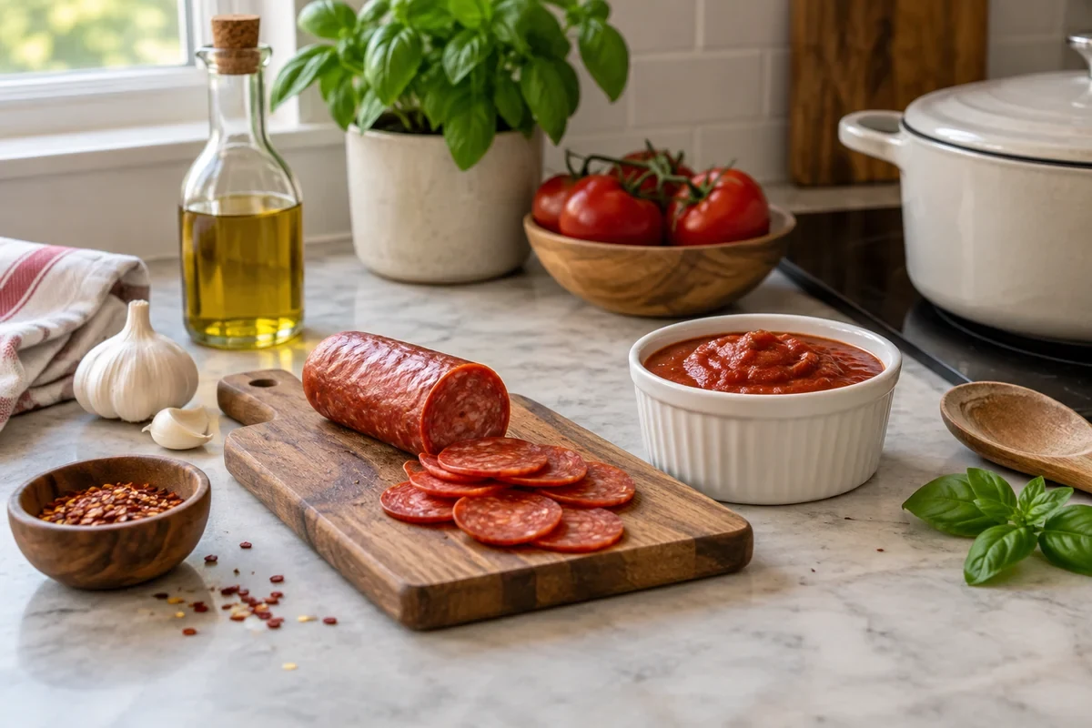 Кружочки пепперони для сырной запеканки